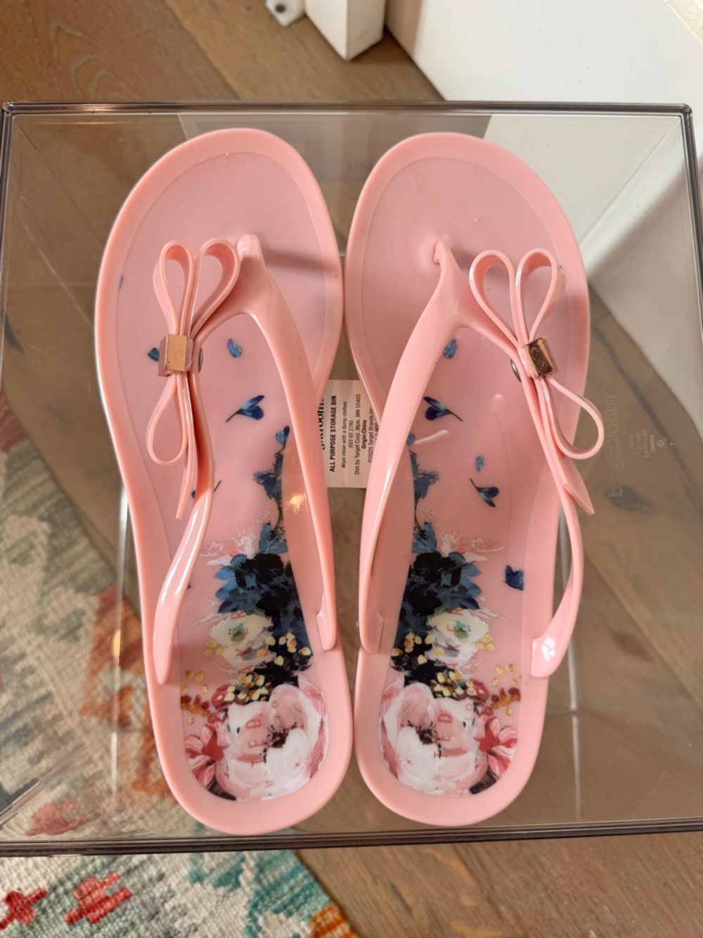 Ted Baker London Pink Floral Bow Jelly Sandals